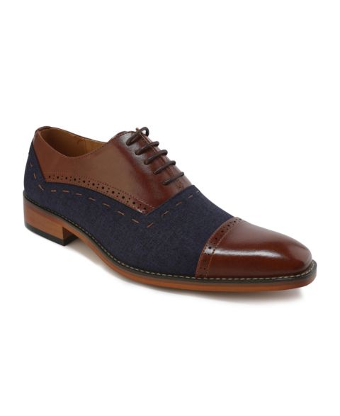 Gino Vitale Lace-Up Cap Toe Oxford, цвет: Коричневый / Синий
