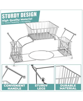 4 Section all-in-one Buffet Utensil Caddy - Ideal for Dining Table, Party, Buffet, Kitchen, Entertaining