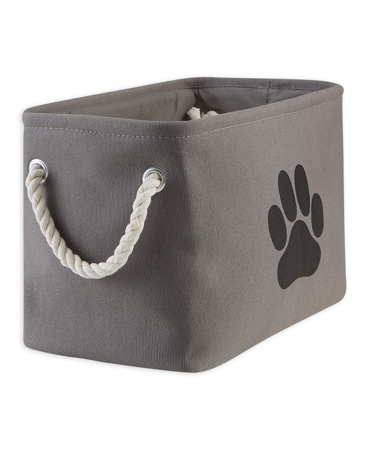 Collapsible Pet Storage Bin with Rope Handles Solid Paw Print - Gray