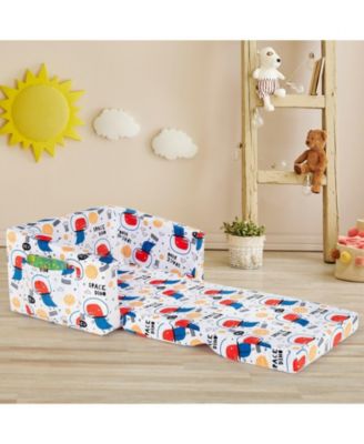 2-in-1 Convertible Kids Sofa with Velvet Fabric