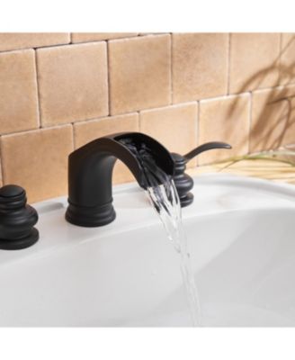 Supply Line in Spot Resist 8 in. Waterfall Widespread 2-Handle Bathroom Faucet