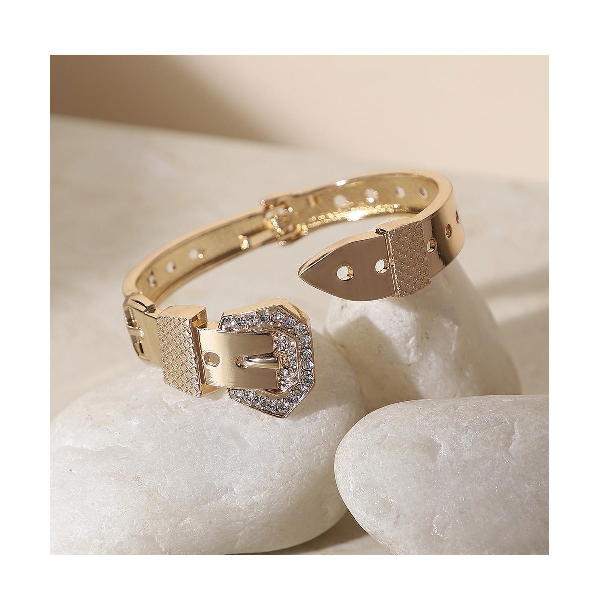 Shop Sohi Tang Buckle Bracelet In Gold