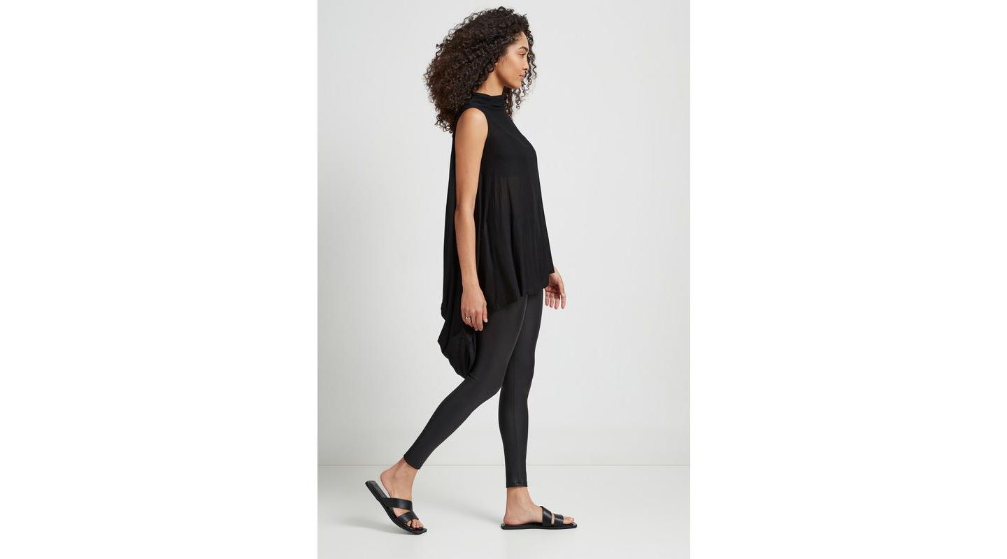 Женский топ Marcella Ines Sleeveless High-Neck Sheer Jersey Draped-Back Tunic, цвет: Чёрный — фото 2