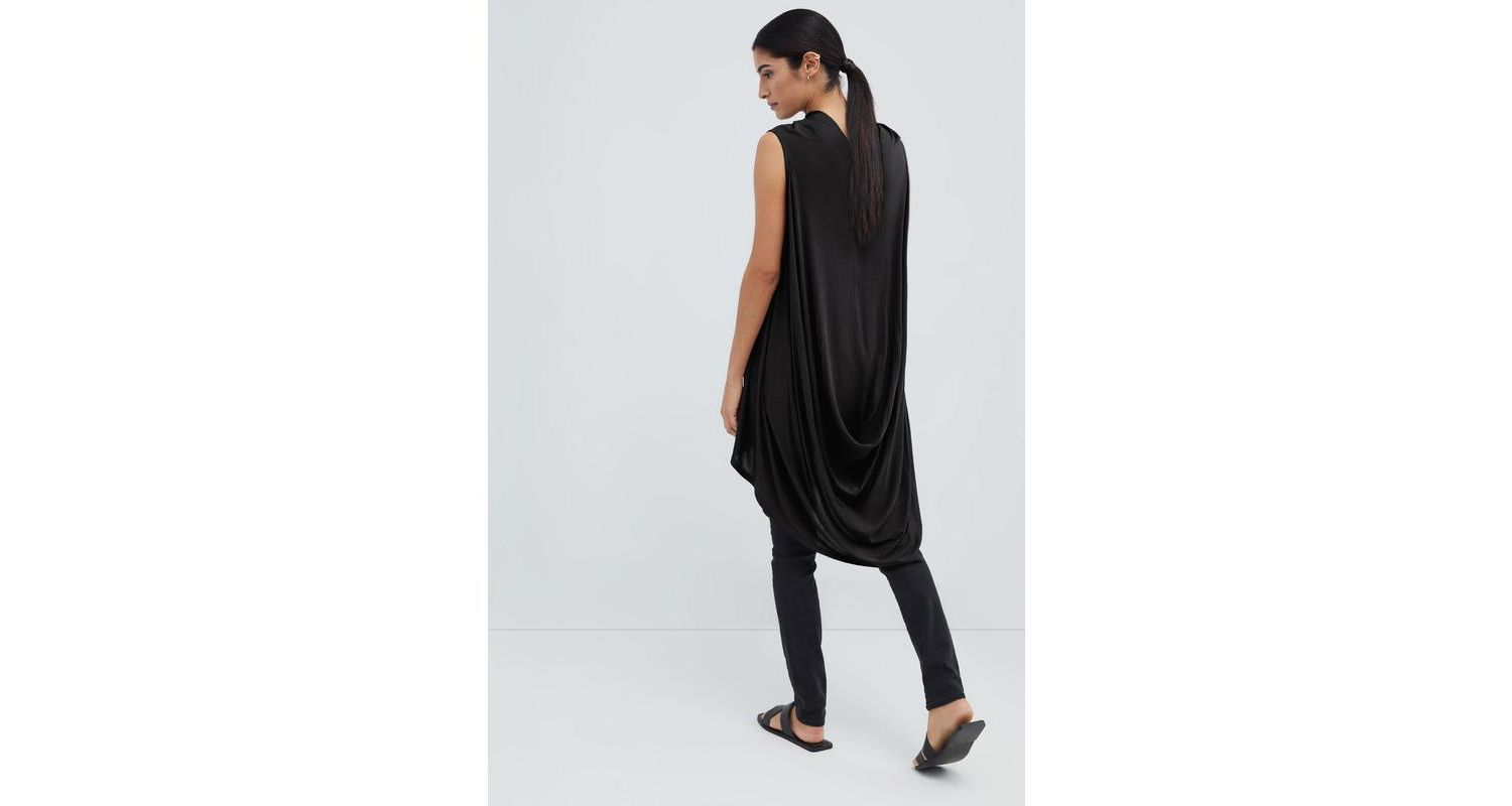 Women's Ines Sleeveless High-Neck Sheer Jersey Draped-Back Tunic