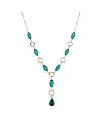 Green Crystal and Acrylic Stone Y Necklace
