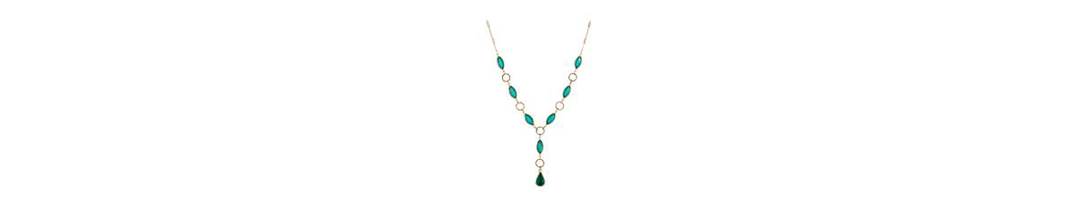2028 Green Crystal And Acrylic Stone Y Necklace In Green