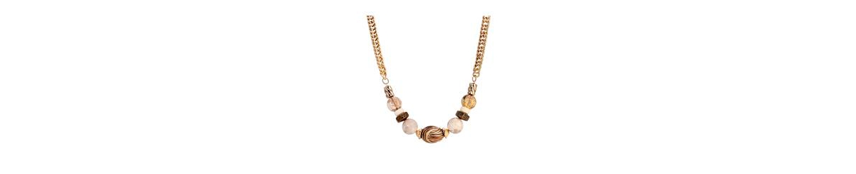 2028 Gold-tone Riverstone Multi Bead Necklace In Beige
