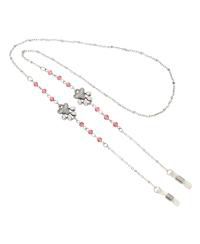Silver-Tone Dog Paws Round Pink Acrylic Bead Necklace