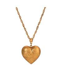 Gold-Tone Floral Heart Pendant Necklace