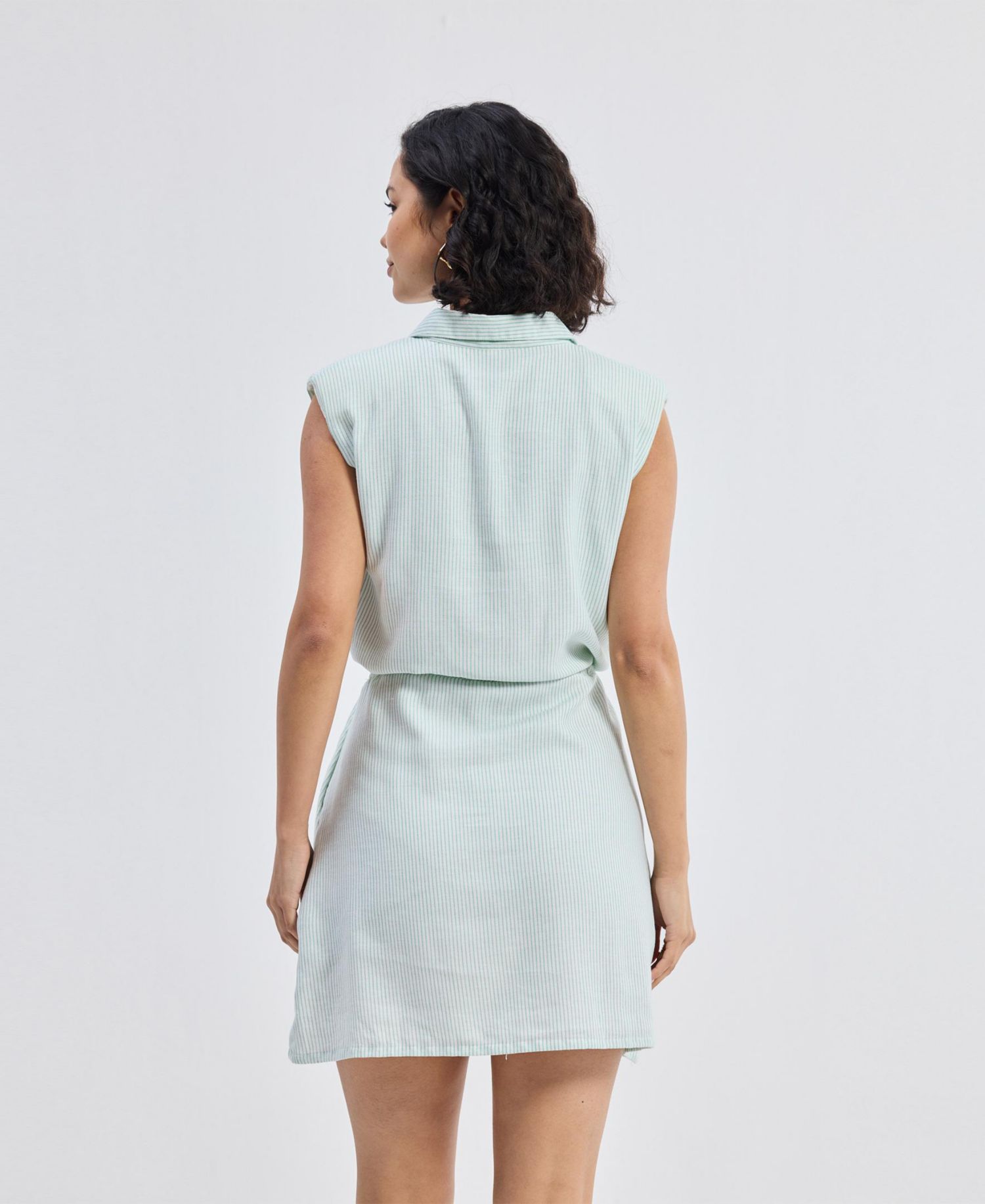 Women's Drawstring Shirt Dress in Stripes