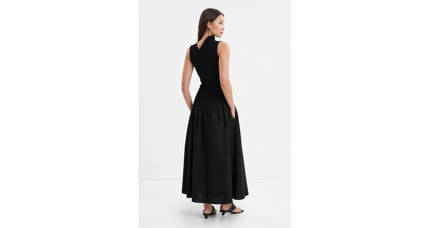 Women's Hutton Fitted Bodice Cotton A-Line Maxi Dress with Side Pocket