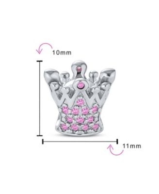 Princess Queen Crown Pink Fuchsia Crystal Bead Charm European Bracelet