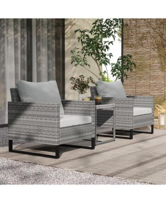3PCS Patio Furniture Set Wicker Bistro Set with Cushions,