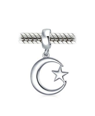 Inspirational Celestial Moon Star Dangle Charm Bead Sterling Silver for Bracelet