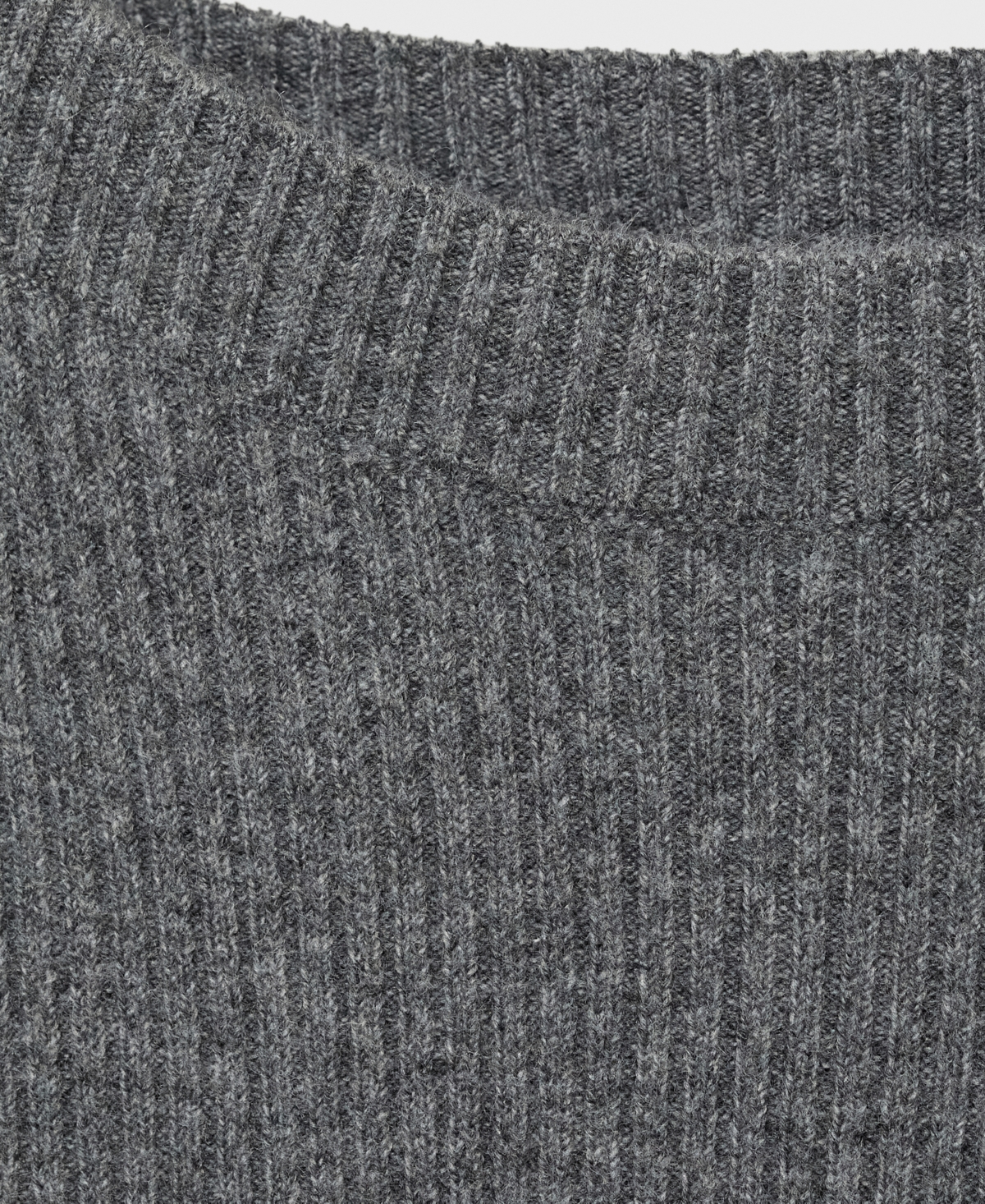 Mango Boat Neck Rib Sweater In Charcoal