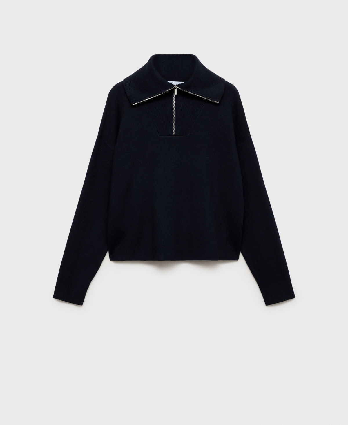 Mango Oversize Quarter Zip Jersey Sweater In Dark Navy