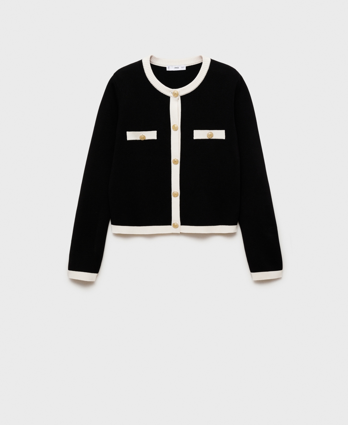 Mango Knitted Buttoned Jacket Black In Black