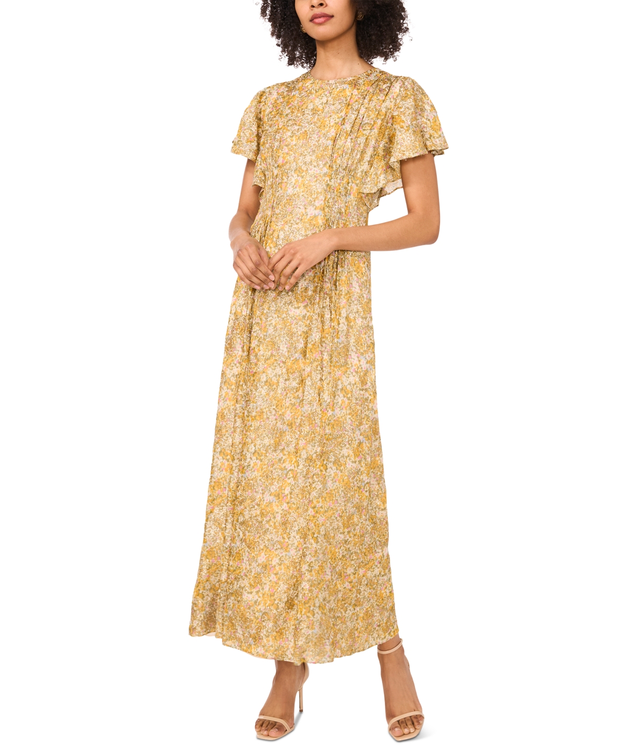 Women's The Rose Round-Neck Flutter-Sleeve Dress - Dandelion