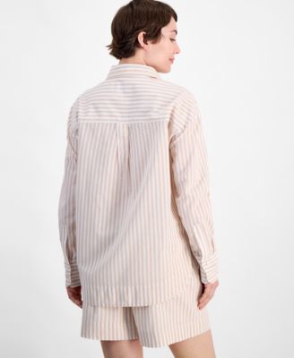 Women's Cotton Striped Button-Front Shirt, Exclusively at Macy's