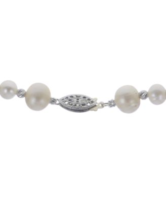 Cultured Freshwater Pearl (5-6mm & 8-9mm) & Crystal 18" Collar Necklace in Sterling Silver
