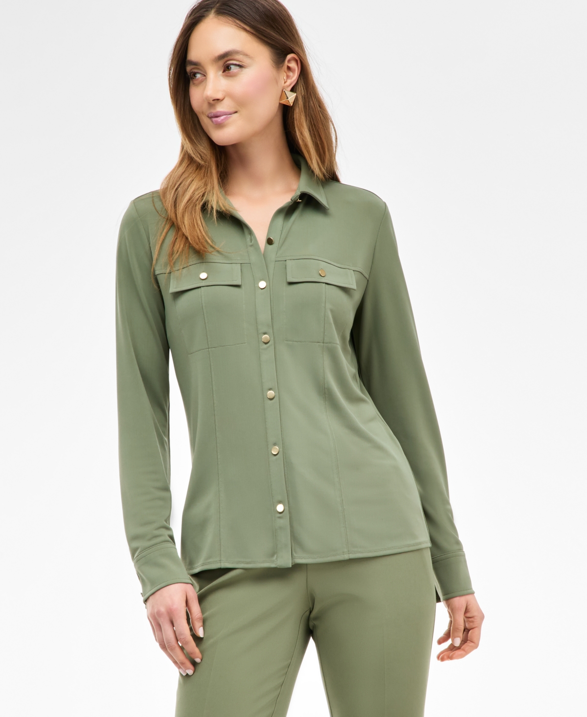 Inc International Concepts Women's Knit Utility Shirt, Exclusively At Macy's