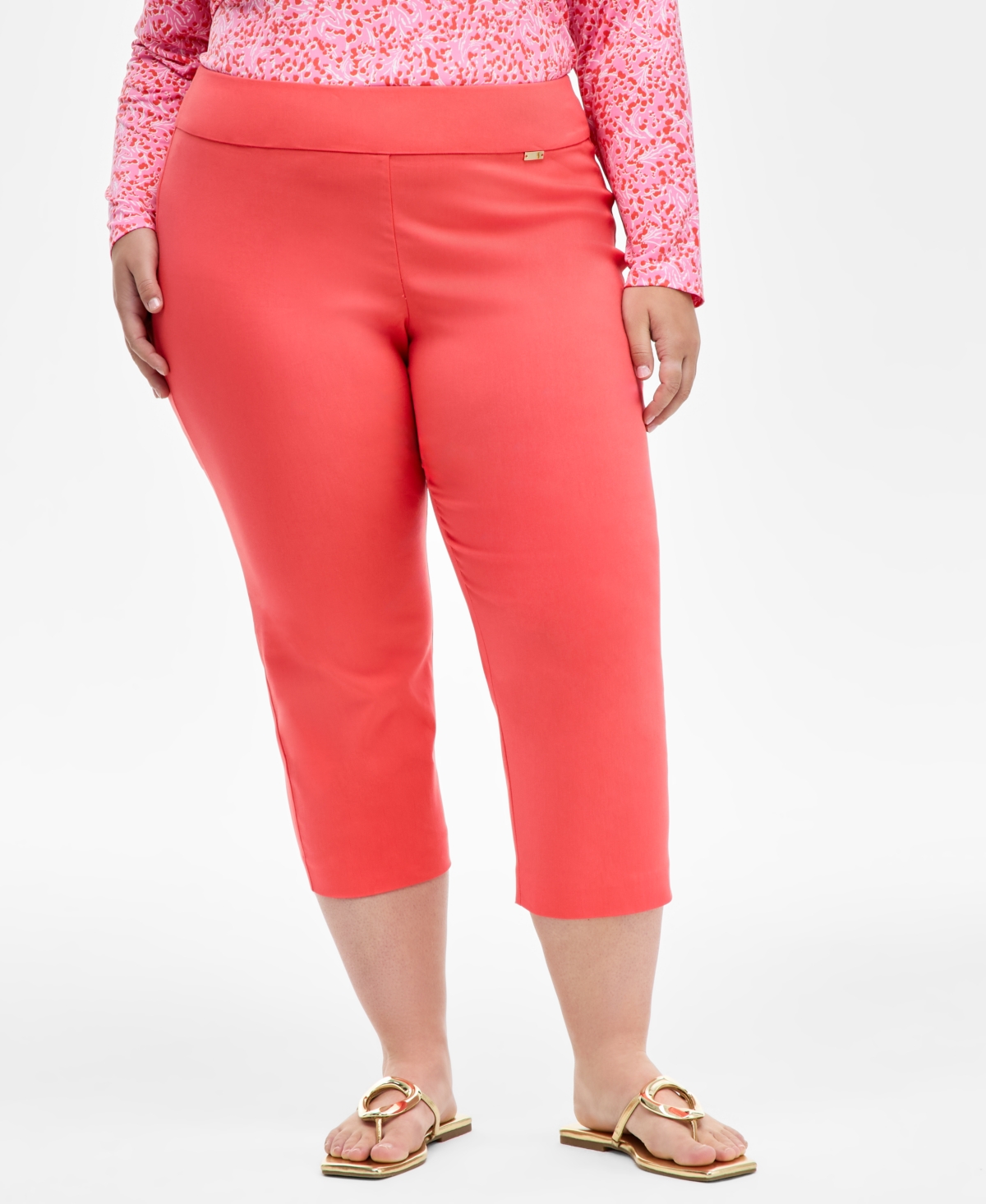 INC INTERNATIONAL CONCEPTS PLUS SIZE MID-RISE PULL-ON CAPRI PANTS, CREATED FOR MACY'S
