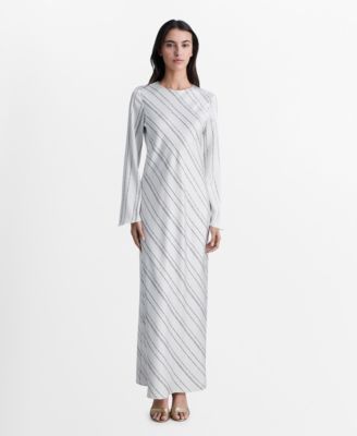 MANGO - Women's Striped Satin Dress