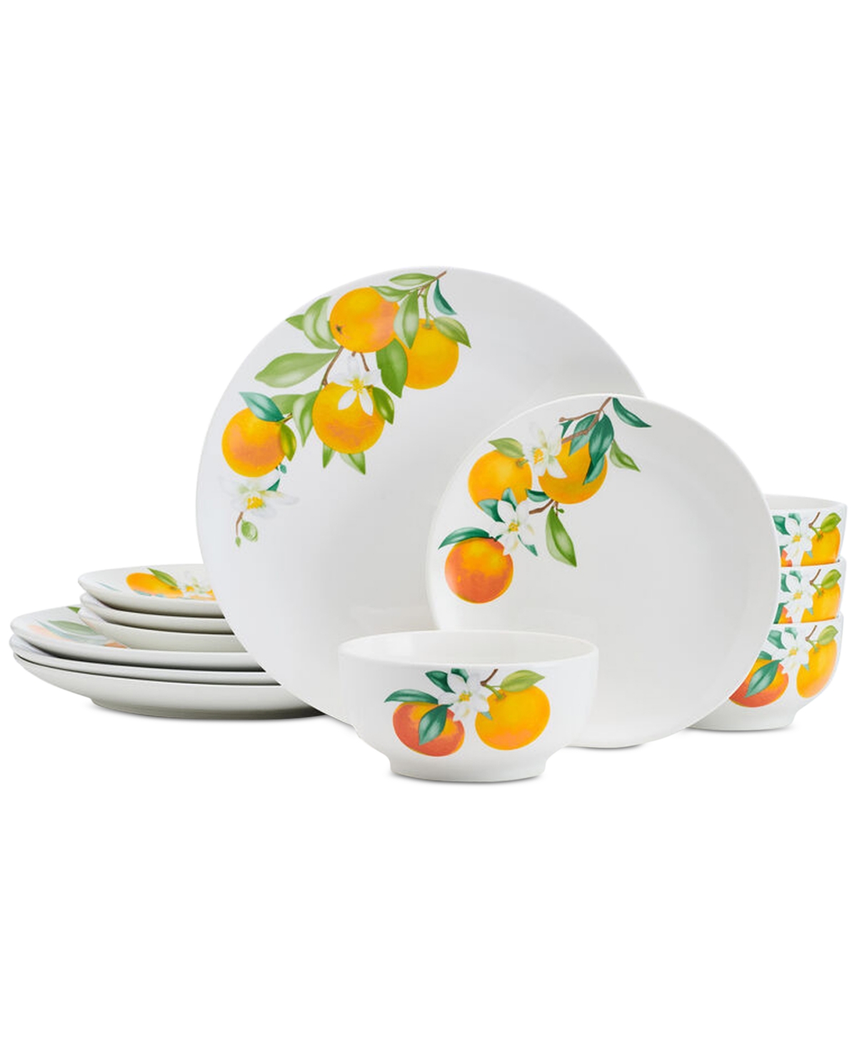 Oranges 12-Piece Dinnerware Set, Service for 4 - Assorted