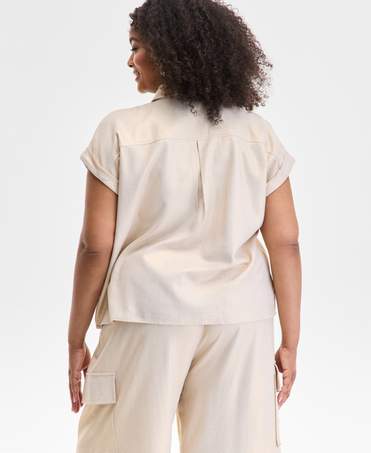 INC INTERNATIONAL CONCEPTS PLUS SIZE HIDDEN-PLACKET POCKET SHIRT, EXCLUSIVELY AT MACY'S 