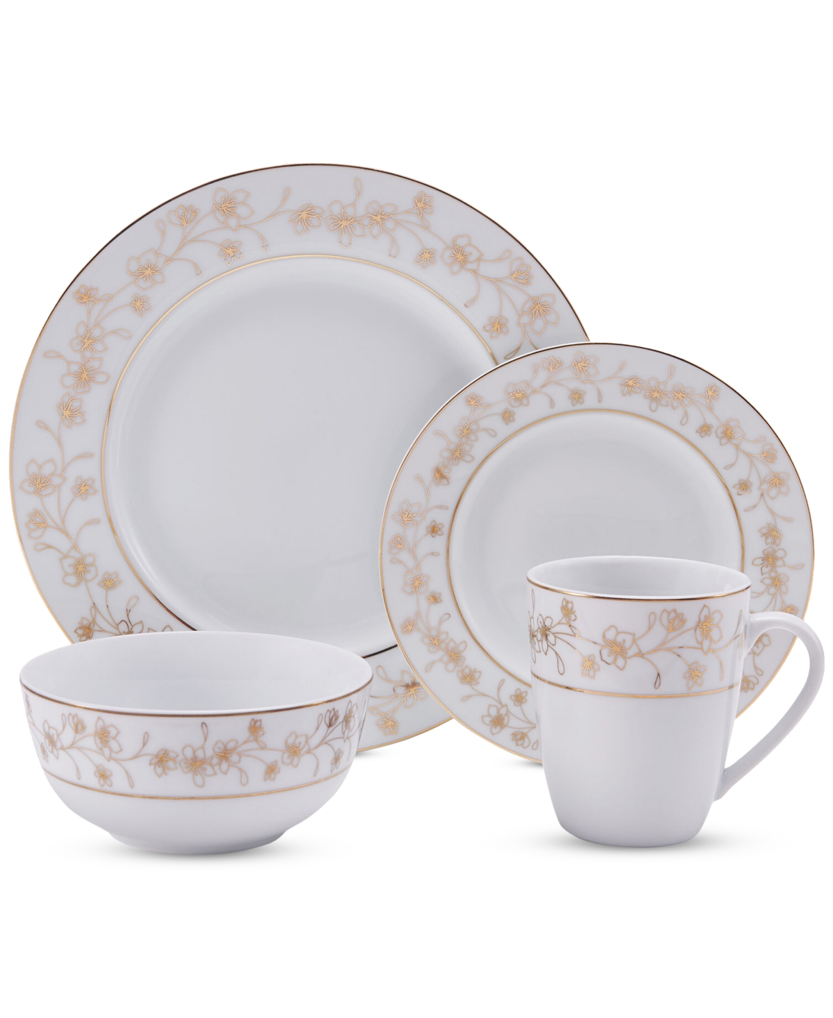 Metallic Floral Gold 32-Pc. Dinnerware Set, Service for 8 - Assorted