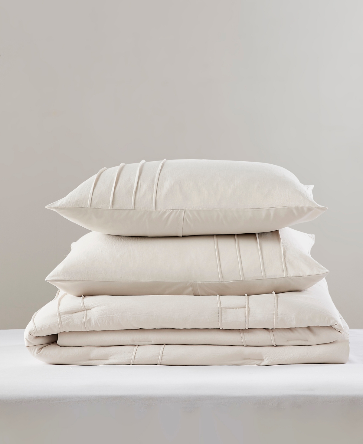 510 Design Porter Pleated 3-pc. Duvet Cover Set, California King In Neutral