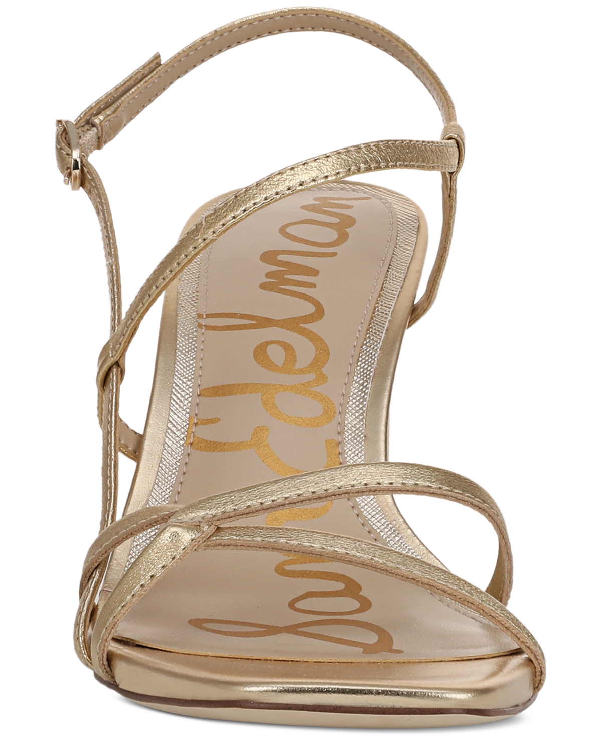 Sam Edelman Emmie Strappy Heel Sandal Amber Gold Leather In Amber Gold