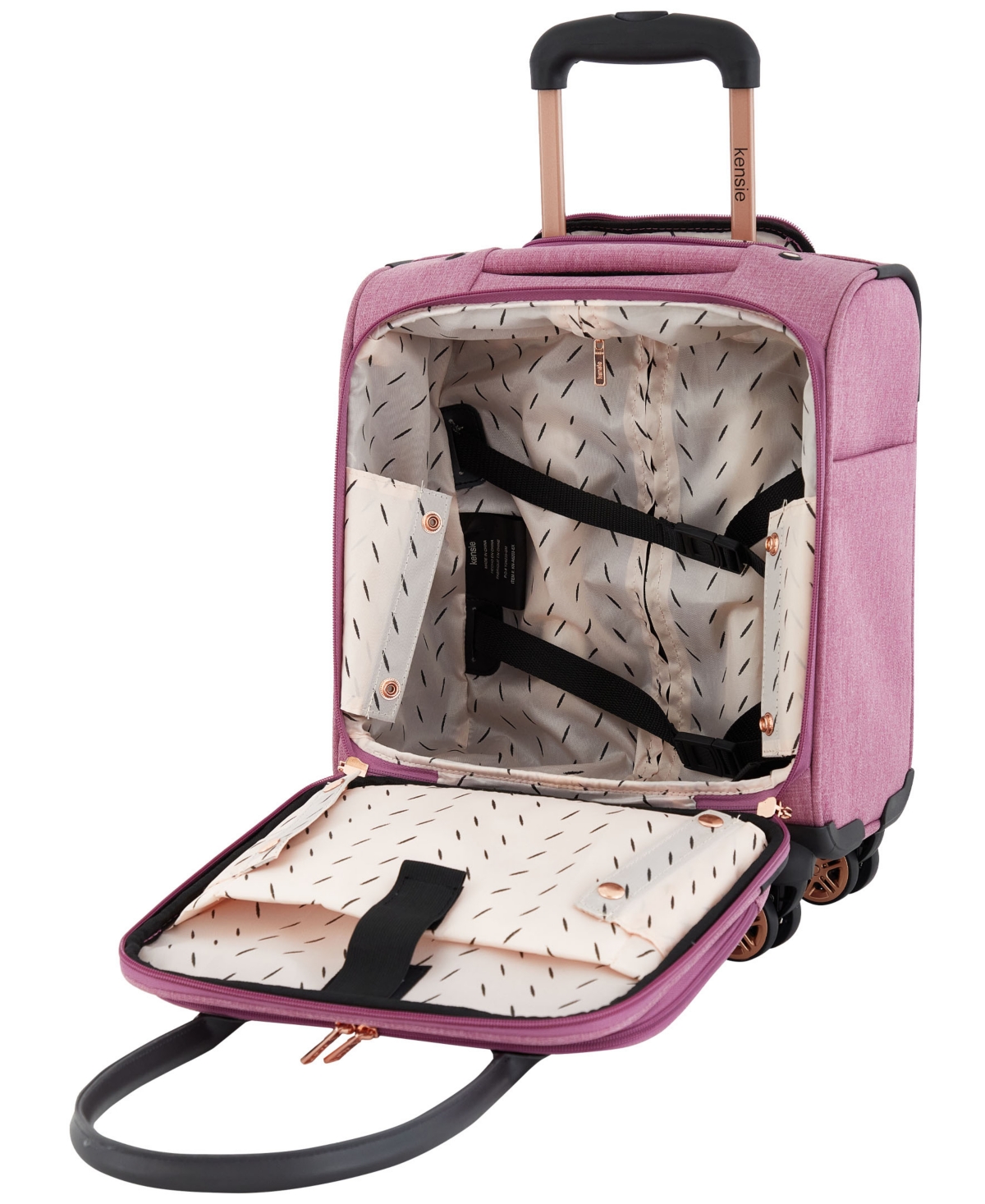 Kensie Hudson Expandable Rolling Softside Luggage Set, 3 Piece In Mellow Mauve