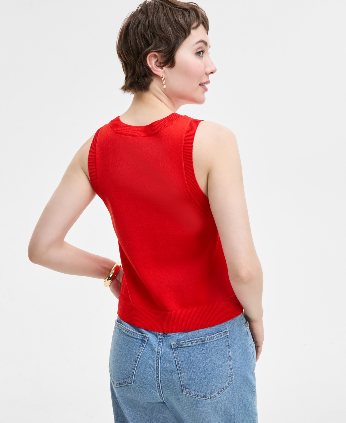 On 34th Women's Crewneck Sweater Tank, Exclusively At Macy's In Fiery Red