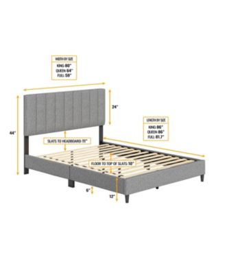 Leah Linen Upholstered Platform Bed Frame with Adjustable Headboard - 13 slat support