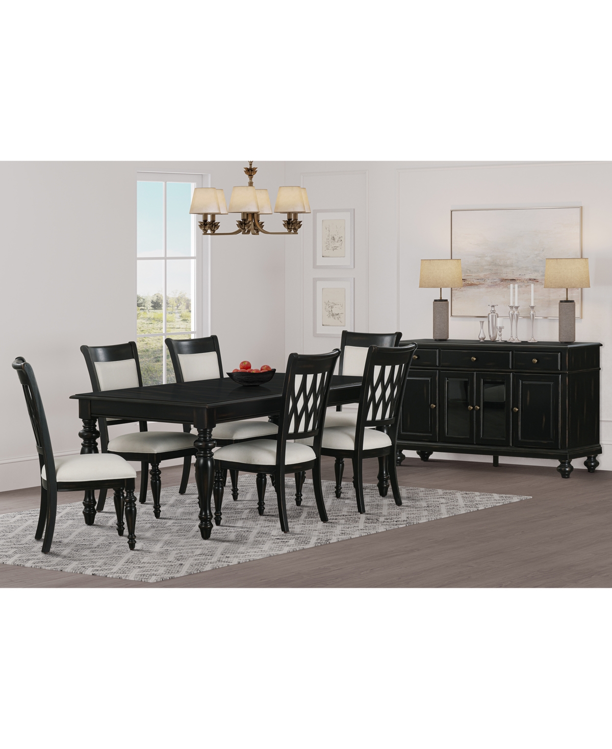 Daria 7-Pc. Dining Set (Rectangular Table & 6 Upholstered Back Side Chairs), Created for Macy's