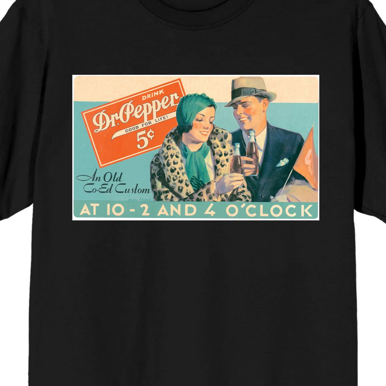 Men's Dr Pepper Vintage Advertisement Black Short Sleeve Tee-L
