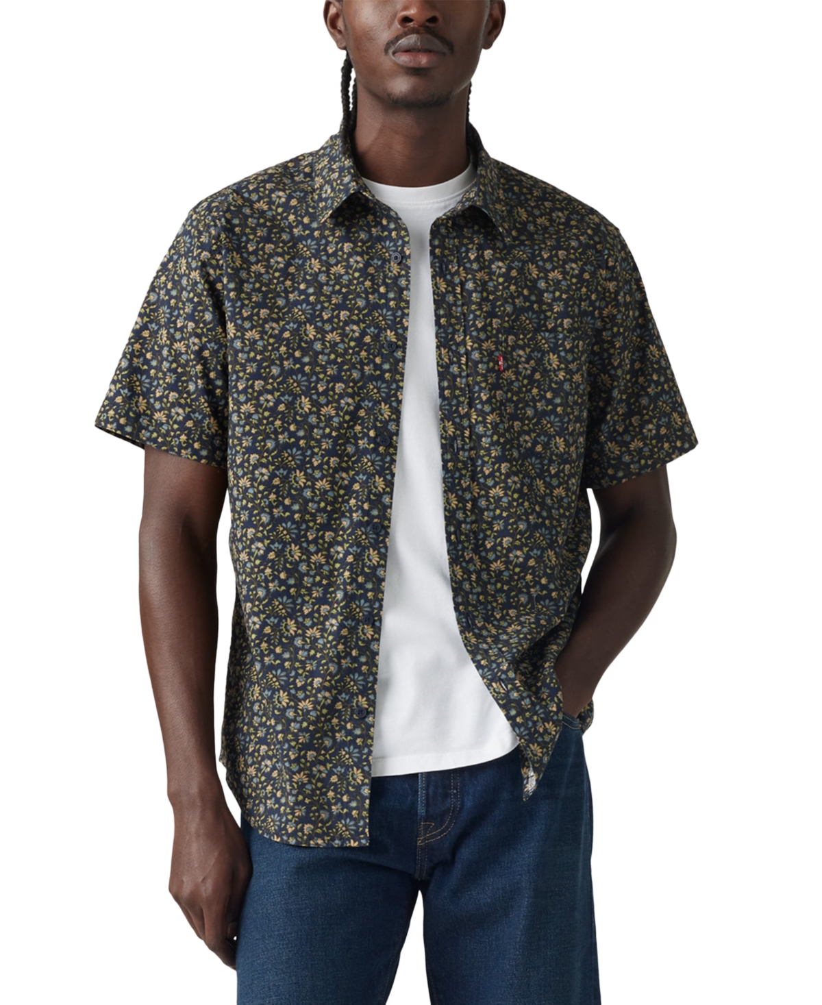 Levi's Men's Classic 1 Pocket Short Sleeve Regular Fit Shirt In Gray