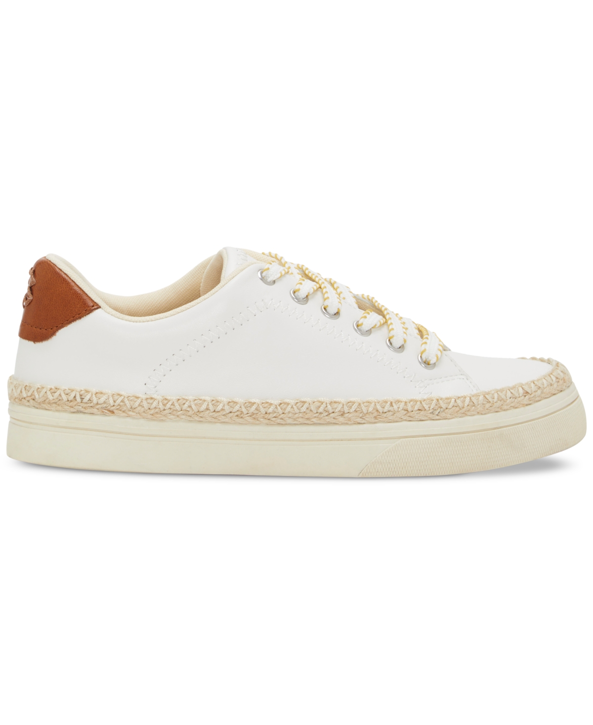 Shop Lucky Brand Women's Cheynas Whipstitch Lace-up Sneakers In Off White,rhondite Leather