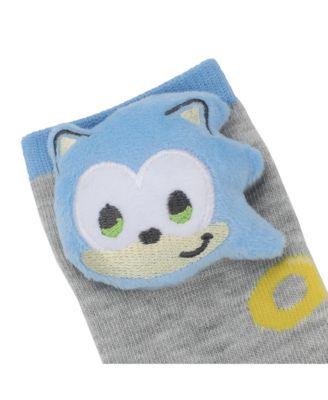 Girls 3D Plush Sonic & Amy Head Youth 2-Pair Crew Socks