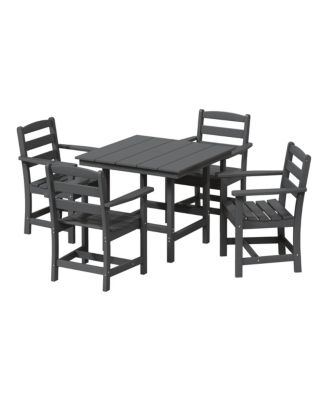 5-Piece HDPE Outdoor Square Patio Dining Table Set with Armchairs