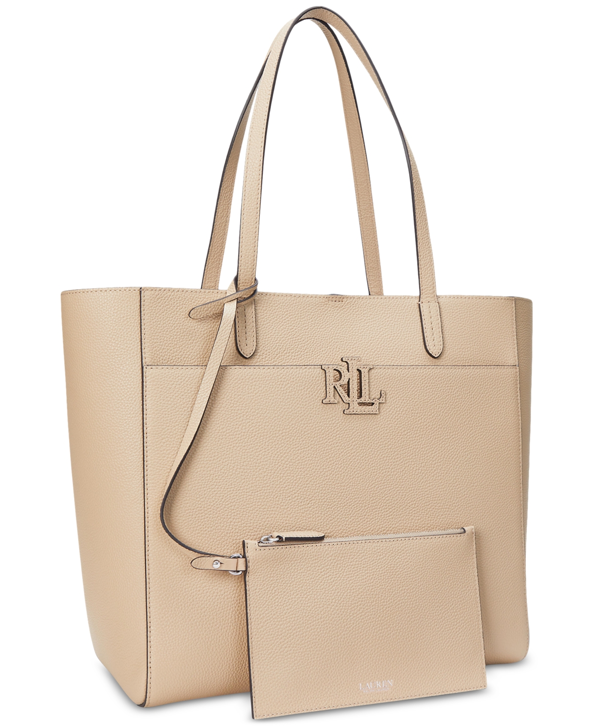 Ralph Lauren Pebbled Leather Extra-large Cameryn Tote Bag In Sand Dune