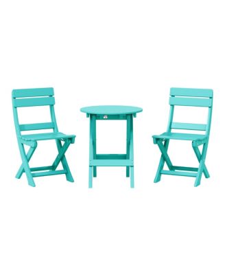 3-Piece Outdoor HDPE Folding Patio Bistro Table and Chairs