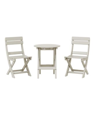 3-Piece Outdoor HDPE Folding Patio Bistro Table and Chairs