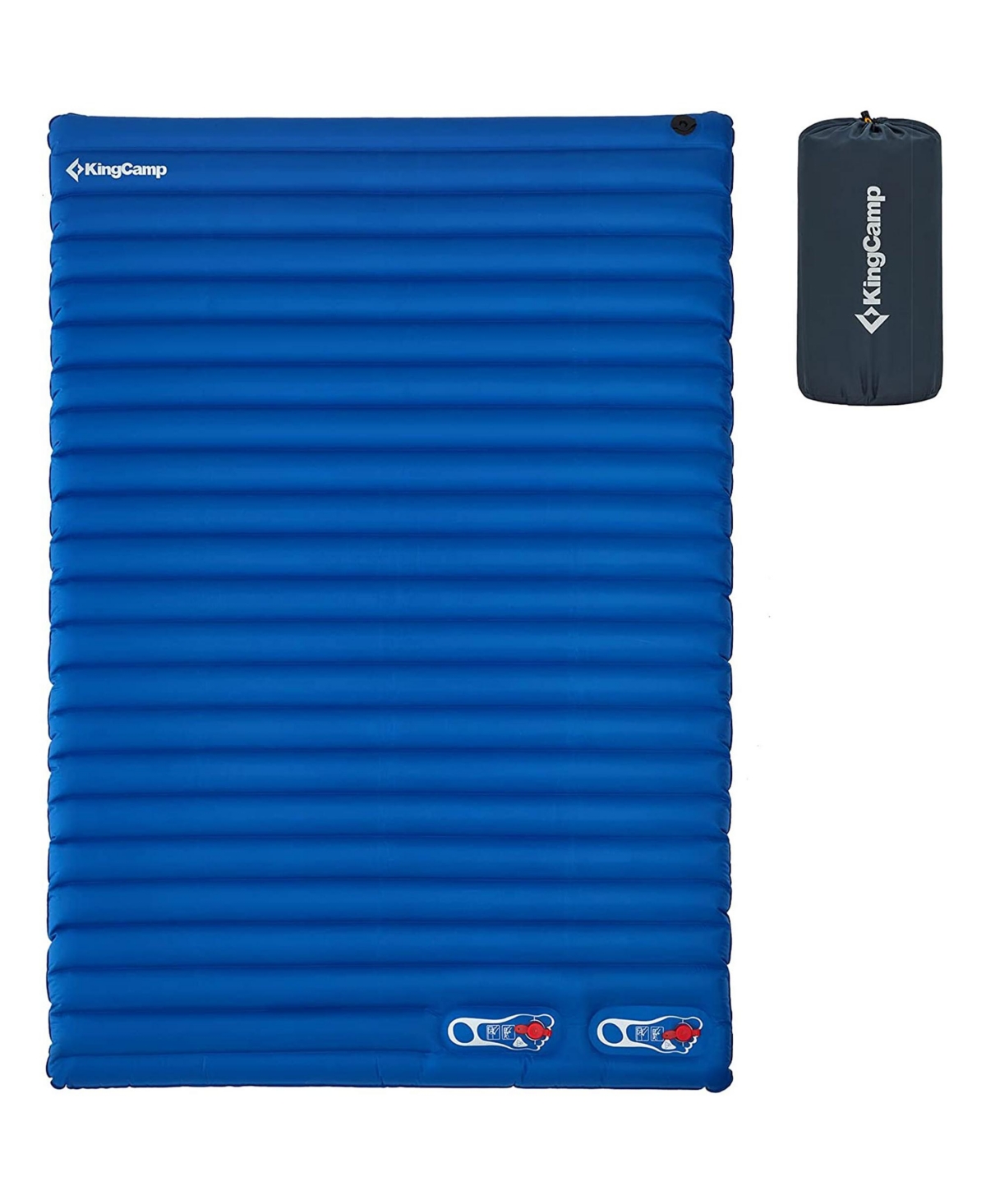 Extra Thick 3.93" Double Sleeping Pad Camping Mattress, 2-Person Lightweight Inflatable Air Mat for Backpacking/Hiking, 76" x 54," Blue