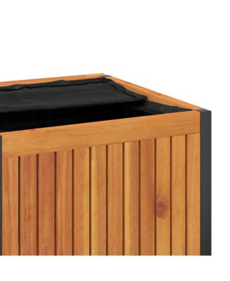 Patio Cushion Box 17.7&amp;quot;x17.7&amp;quot;x17.7&amp;quot;/20.9&amp;quot; Solid Wood Acacia and Steel