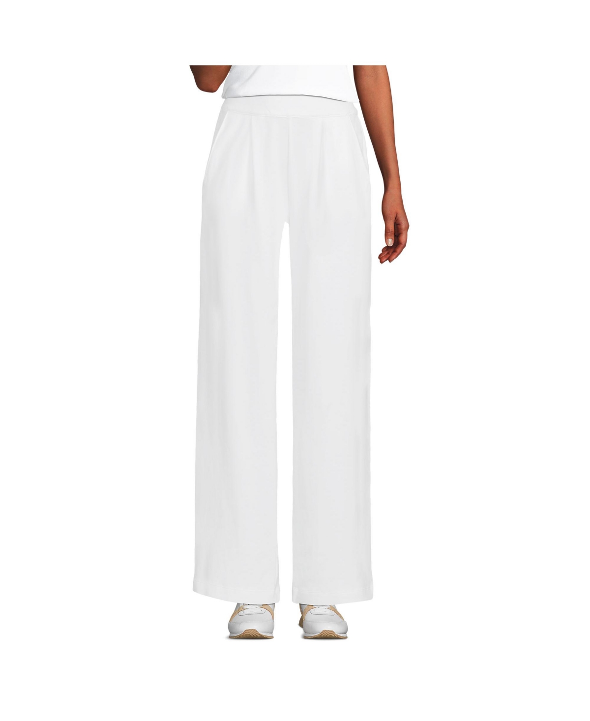 Women's Sport Knit High Rise Pleated Wide Leg Pants - Soft light gray heather