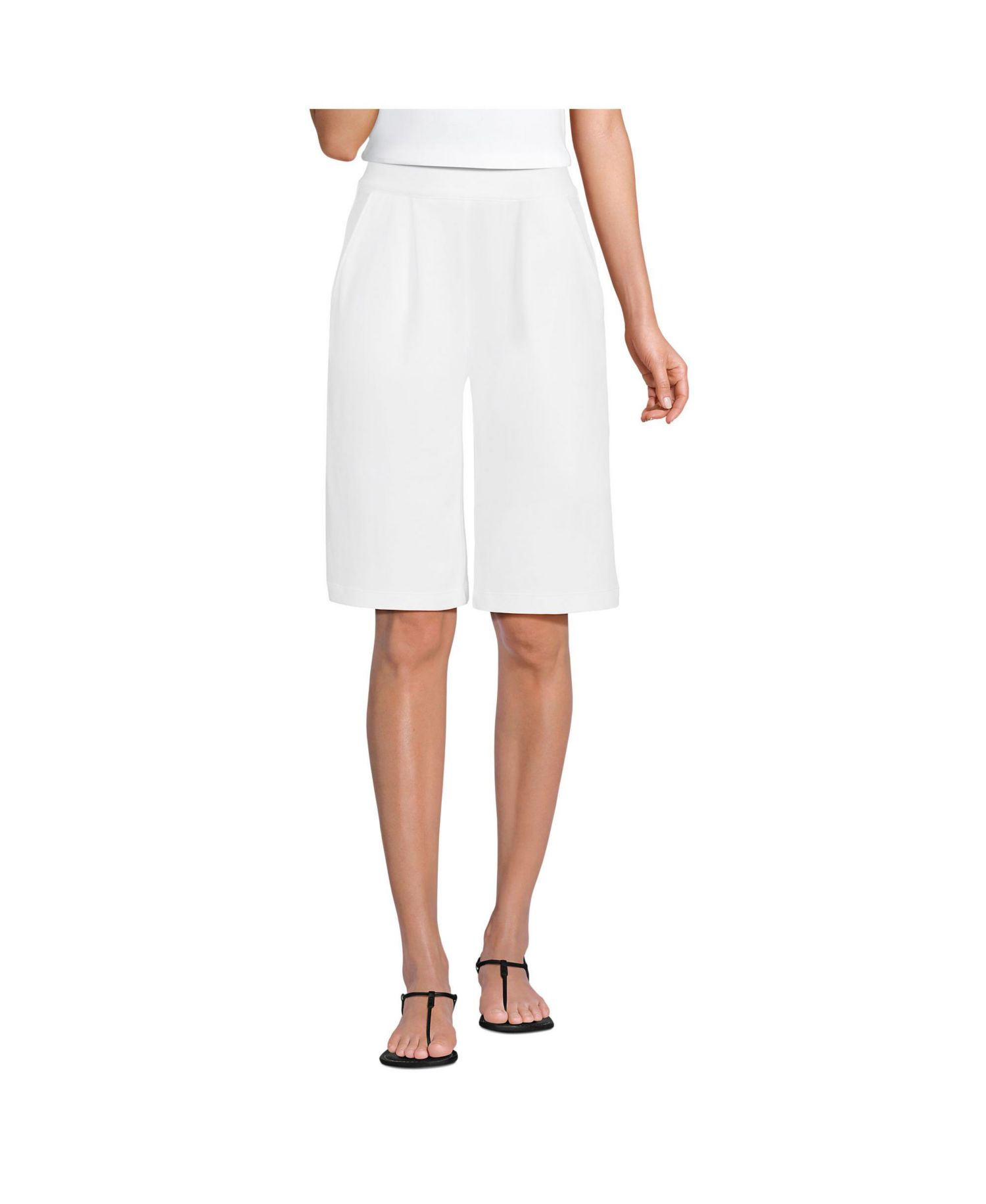 Women's Sport Knit High Rise Pleated 12" Bermuda Shorts