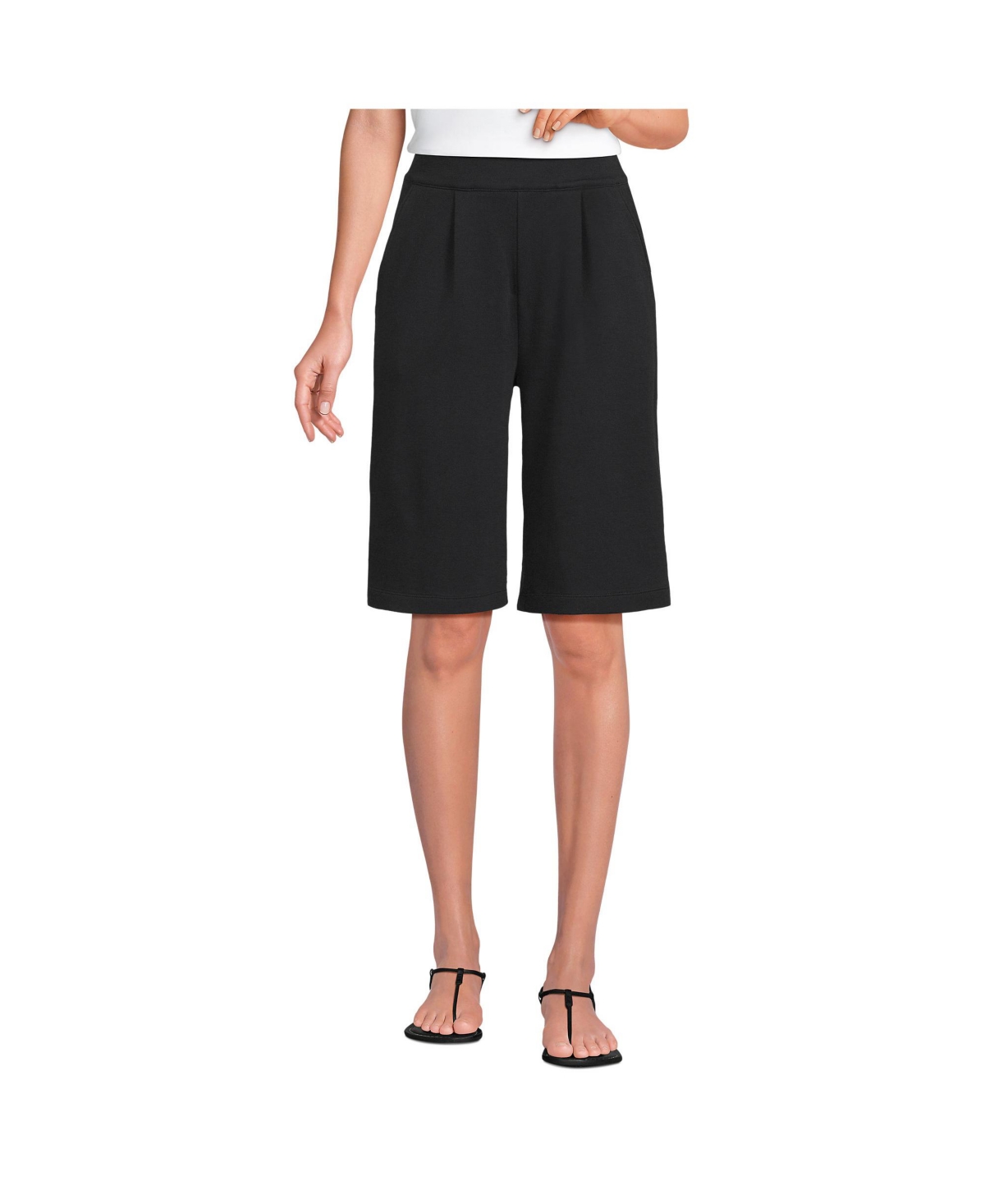 Women's Sport Knit High Rise Pleated 12&#x22; Bermuda Shorts - Radiant navy