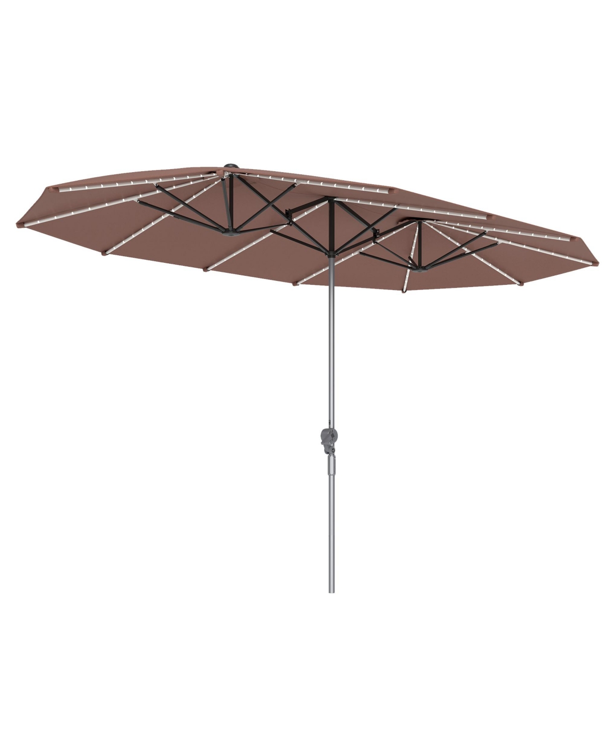 15ft Patio Umbrella Solar Lights UPF50+ Outdoor Umbrella - Dark gray